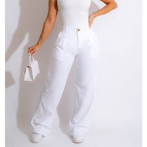 Linen Blend Straight Leg Pants